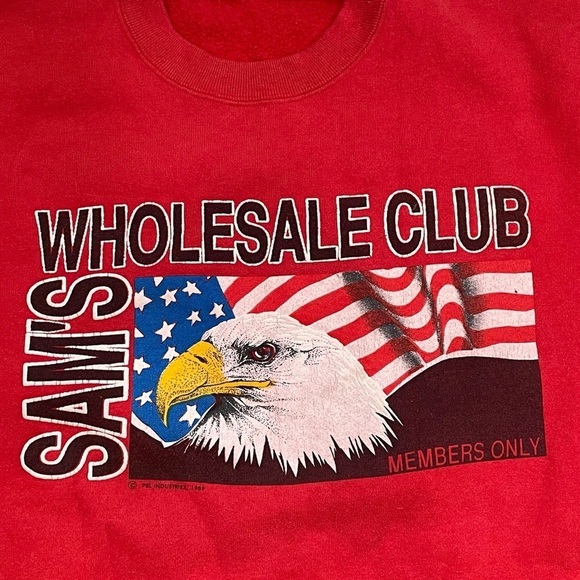 Vintage 90s Sam's Wholesale Club Red 1990s Crewneck Jumper Sweatshirt - Picture 4 of 7